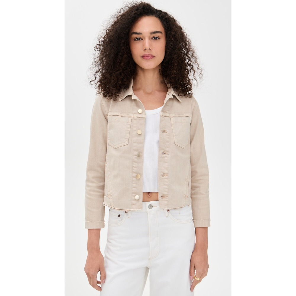 L'Agence Womens Janelle Slim Jean Jacket M Taupe Quiet Luxury Fall Workwear